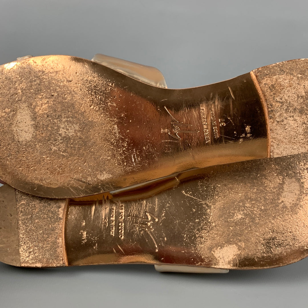 GIUSEPPE ZANOTTI Ramino Size 7 Gold Silver Metallic Leather Flat Sandals