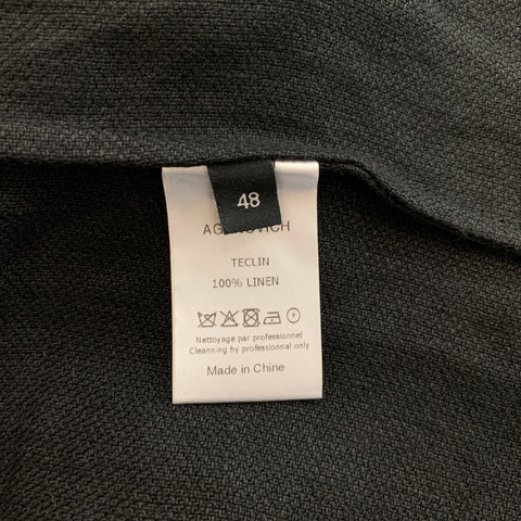 AGANOVICH Chaqueta con botones de lino tejido negro talla XL