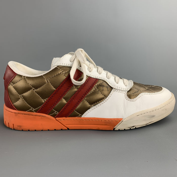 BOTTEGA VENETA Size 9 Gold Quilted Leather Lace Up Sneakers
