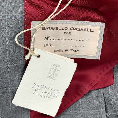 BRUNELLO CUCINELLI Size 38 Gray Window Pane Lana Wool Silk Suit
