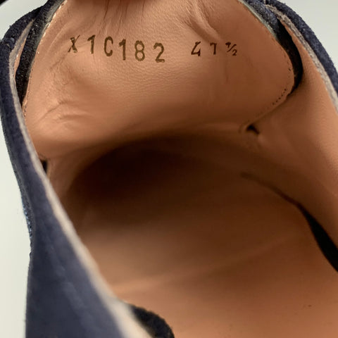 GIORGIO ARMANI Size 11.5 Navy Leather Suede Laces