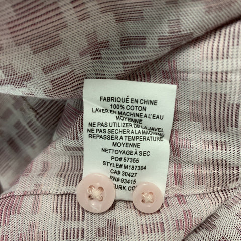 MR. TURK Size M Pink White Cotton Long Sleeve Shirt