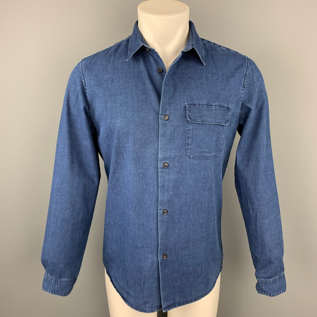 A.P.C. Size M Indigo Cotton / Polyester Button Up Long Sleeve Shirt