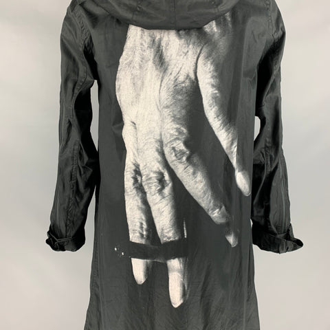 MASAHIKO MARUYAMA Size M Black White Graphic Cotton Hooded Coat