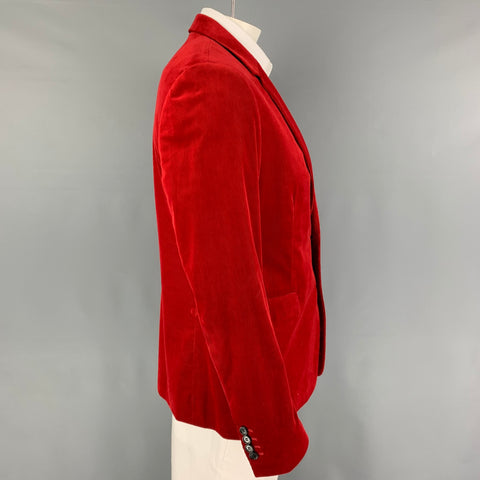 DIOR HOMME Talla 44 Abrigo deportivo con solapa de muesca de algodón de pana rojo