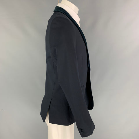 THE KOOPLES Size 38 Navy Wool Shawl Collar Fitted Sport Coat