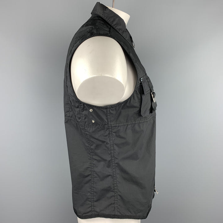 J. LINDEBERG Size L Black Cotton Zip Up Patch Pocket Sleeveless Shirt