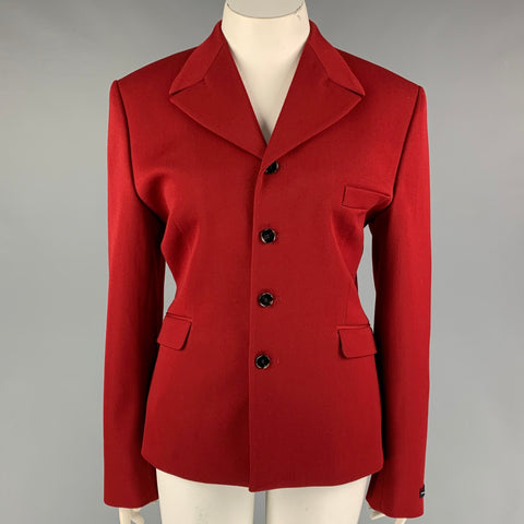 GmbH SS19 Survival Strategies Talla 12 Chaqueta con solapa de muesca de lana color burdeos