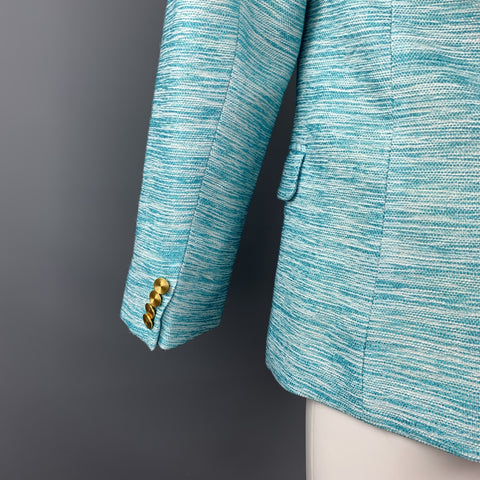 MR. TURK Size 40 Aqua Woven Viscose Blend Notch Lapel Sport Coat