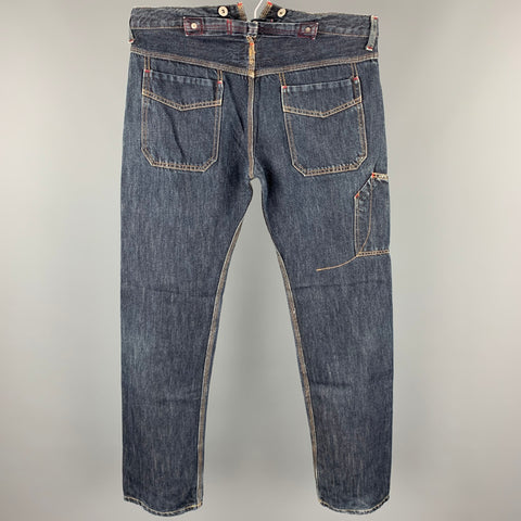 JUNYA WATANABE Size L Indigo Contrast Stitch Denim Button Fly Jeans