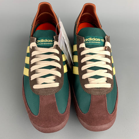 ADIDAS x WALES SL72 Size 9.5 Green & Brown Leather Lace Up Sneakers