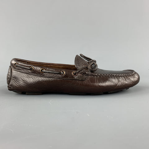 BROOKS BROTHERS Size 8.5 Brown Leather Bow Drivers Loafers