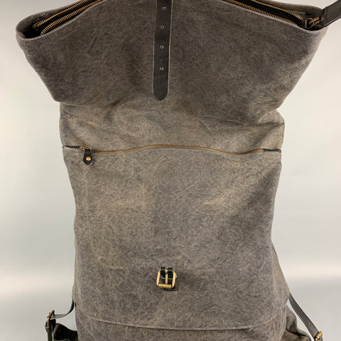 MARTIN MARGIELA Charcoal Canvas Cotton Shoulder Strap Sack Bag