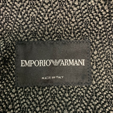 EMPORIO Size 42 Grey Black Woven Shawl Collar Sport Coat