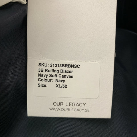 OUR LEGACY Manteau de sport à revers cranté en laine unie et polyester marine taille 42