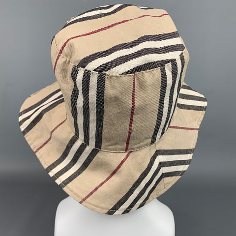 BURBERRY LONDON Beige Plaid Cotton Canvas Bucket Hats