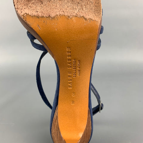 RALPH LAUREN Size 8 Blue Suede Strappy Sandals