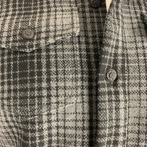 OFF-WHITE Size XS Grey Black & White Checkered Wool Blend Long Sleeve Shirt