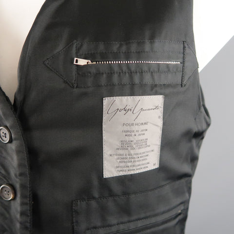 YOHJI YAMAMOTO M Black Knitted Wool Blend Reversible Vest