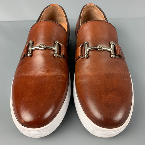 COLLECTION Size 8 Brown White Leather Boat Shoe Loafers