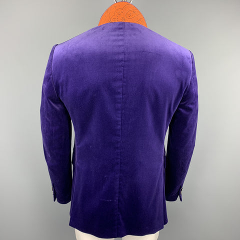 ETRO Size 40 Purple Solid Velvet Notch Lapel Sport Coat