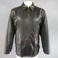 ERMENEGILDO ZEGNA 42 Black Pebbled Leather & Nylon Collared Coat ERMENEGILDO ZEGNA
