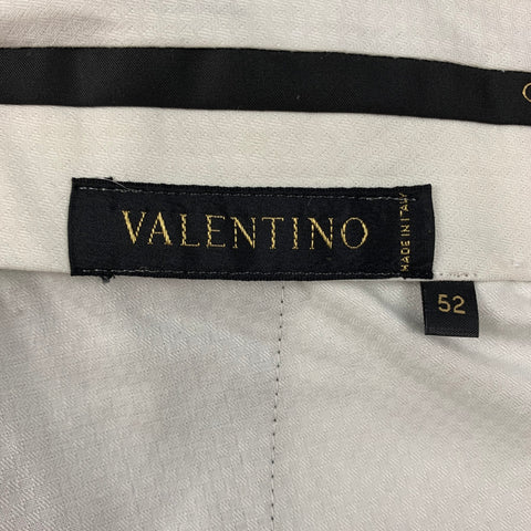 VALENTINO Talla 34 Pantalón de vestir con bragueta y cremallera de seda y acetato con remolinos plateados negros