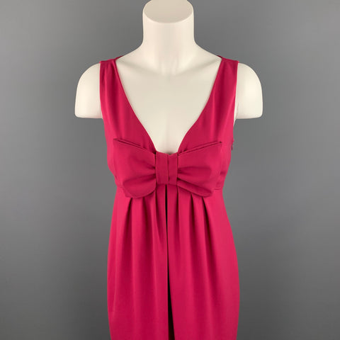 MOSCHINO Vestido de cóctel con cintura imperial de poliéster fucsia talla 8