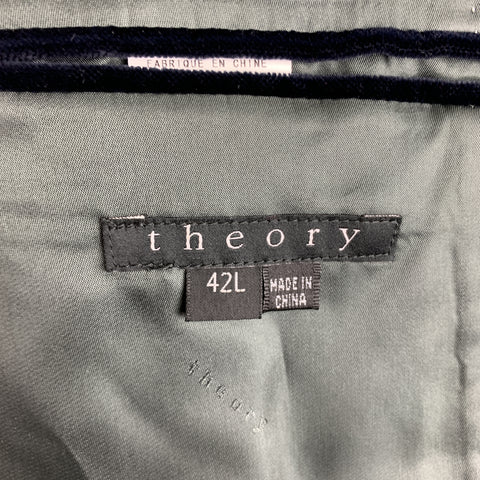 THEORY Size 42 Navy Stripe Cotton Velvet Notch Lapel Long Sport Coat