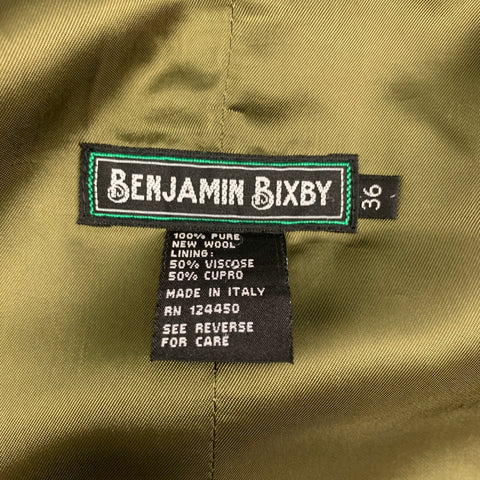 BENJAMIN BIXBY Size 36 Green Wool Notch Lapel Vest