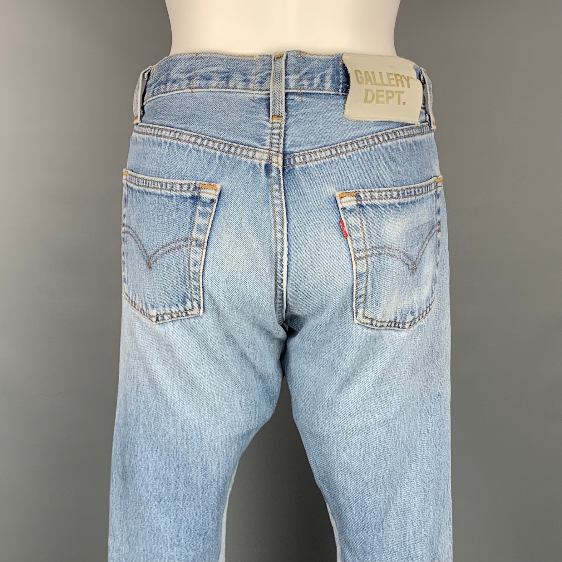 GALLERY DEPT. Size 26 Light Blue Denim Washed Re-Designed Flare Unique Jeans