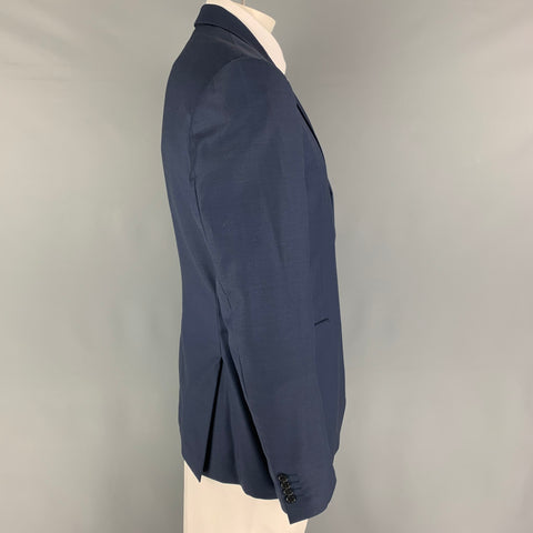 JOHN VARVATOS Size 44 Long Blue Wool Notch Lapel Sport Coat