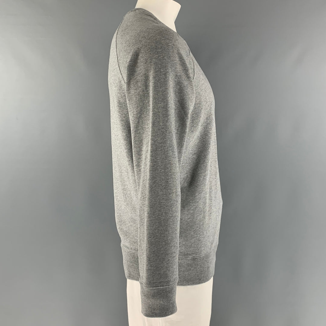 MAISON KITSUNE Size L Grey Logo Cotton Crew-Neck Sweatshirt