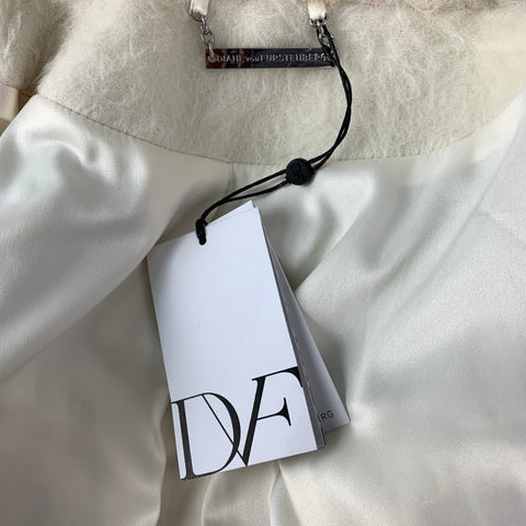 DIANE VON FURSTENBERG Size 8 Cream Wool / Alpaca Zip Up Jacket