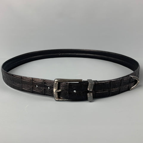 ROBERT TALBOTT Size 38 Black Embossed Leather Belt