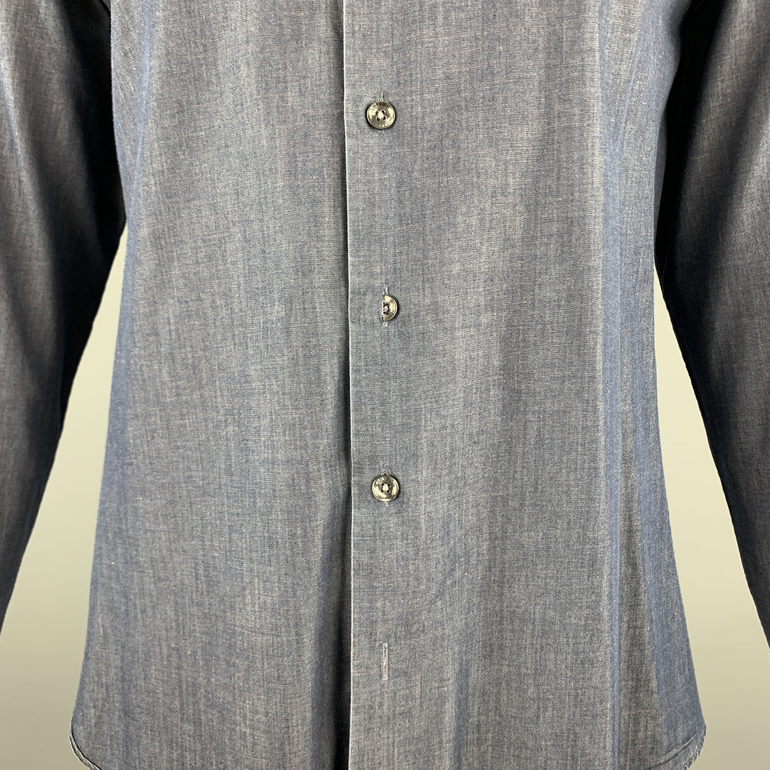 ARMANI COLLEZIONI Size XL Navy Cotton Button Up Long Sleeve Shirt