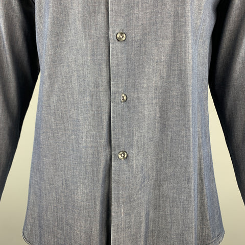 ARMANI COLLEZIONI Size XL Navy Cotton Button Up Long Sleeve Shirt