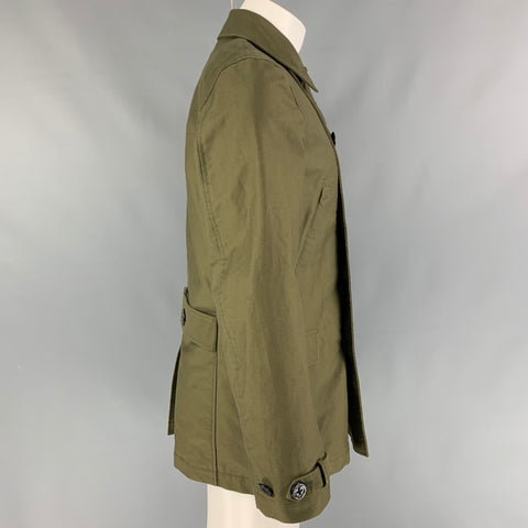 PS by PAUL SMITH Size S Olive Cotton Double Breasted Peacoat