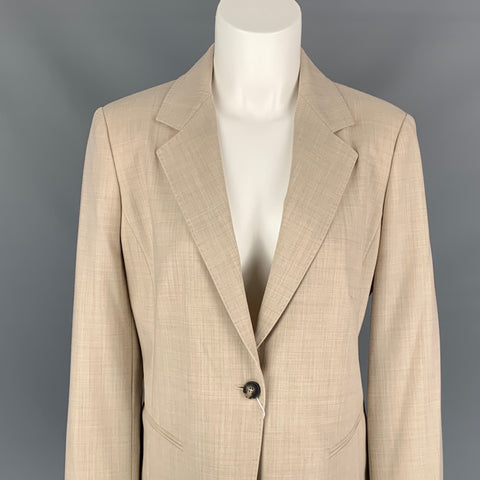 MAX MARA Size 12 Beige Virgin Wool Notch Lapel Jacket