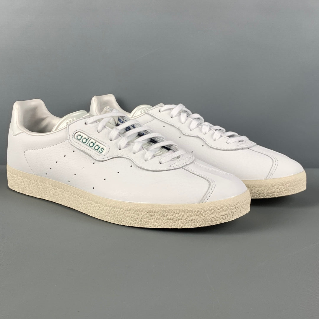 ADIDAS GAZELLE SUPER ALLTIMERS Size 10.5 White Solid Leather Lace Up Sneakers