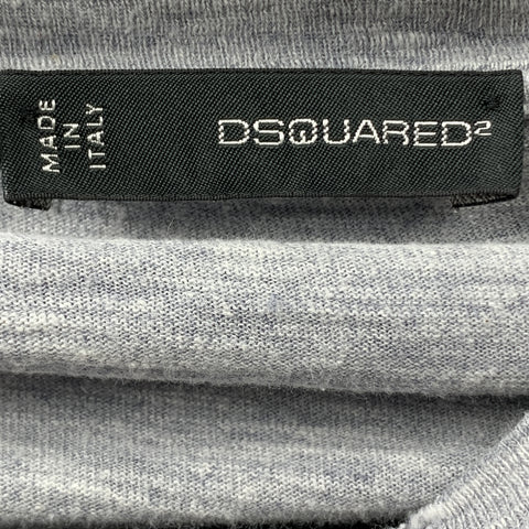DSQUARED2 Size M Grey Heather Cotton Blend V-Neck T-shirt