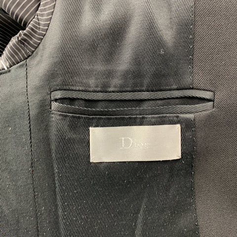 DIOR HOMME Size 34 Black Solid Wool Peak Lapel Sport Coat
