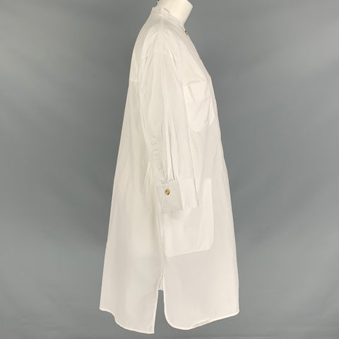VINCE Vestido largo con tapeta lisa de algodón blanco talla M