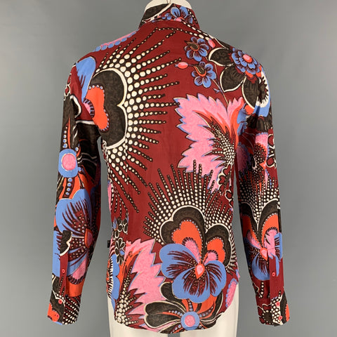JUST CAVALLI  Size M Midnight Blue Print Cotton Button Up Long Sleeve Shirt