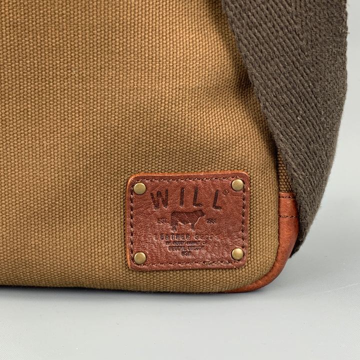 WILL Olive Leather Trim Canvas Cross Body Bag