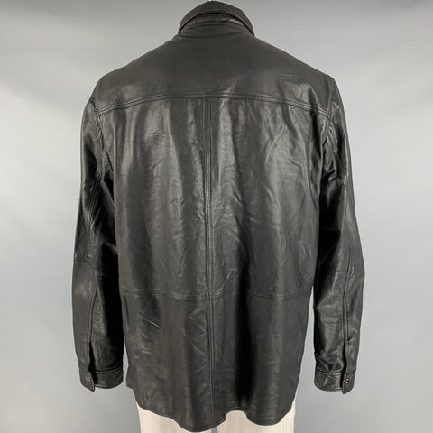 JOHN VARVATOS * U.S.A. Size XXL Black Leather Shirt Jacket