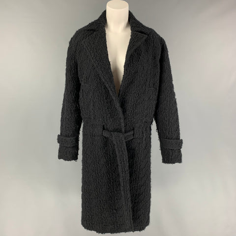 CoSTUME NATIONAL Manteau à revers cranté texturé en laine noire et polyamide taille 2