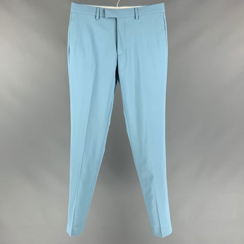 SANDRO Size 36 Light Blue Wool Notch Lapel Suit
