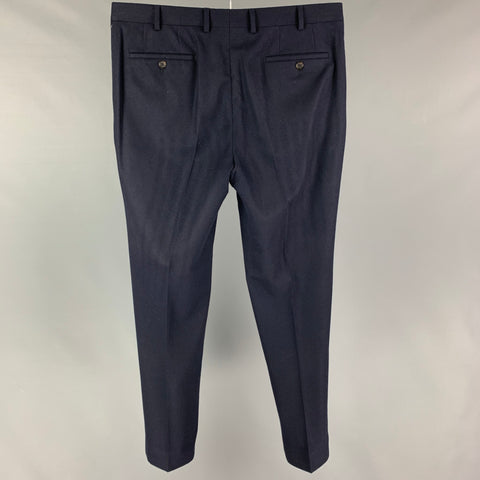 PAL ZILERI Size 36 Navy Wool Flat Front Dress Pants