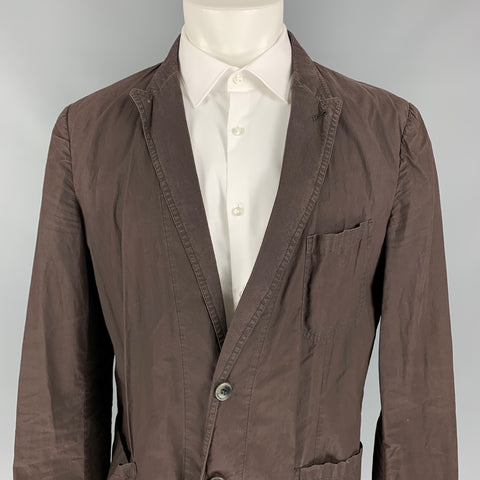 DRIES VAN NOTEN Size 44 Brown Cotton Single Breasted Sport Coat